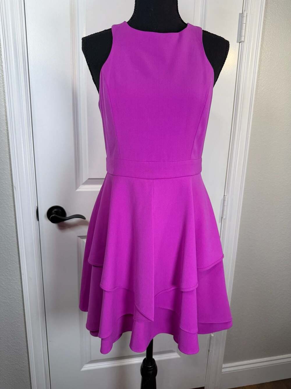 Adelyn Rae Pink Tiered Sleeveless Fit & Flare Mini Dress, Size S